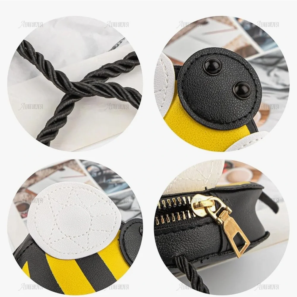 Cute Bee Cross Body Bag Wallet Pouch for Women Female Yellow